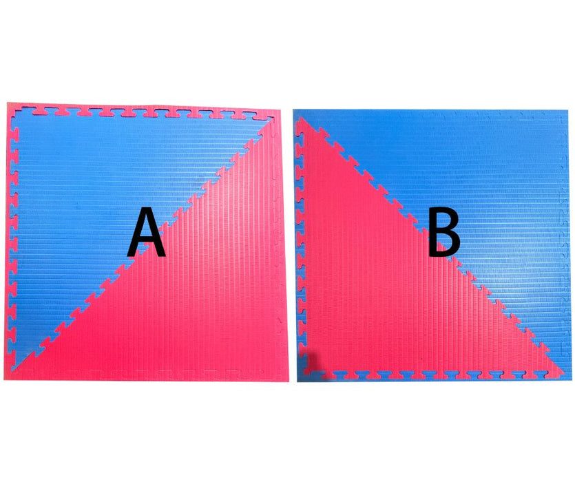 Octagon Taekwondo Ring Mats (Set of 2) - 40mm 1m x 1m Red/Blue MMA Jigsaw Mat Tatami Grip 100kg/cbm