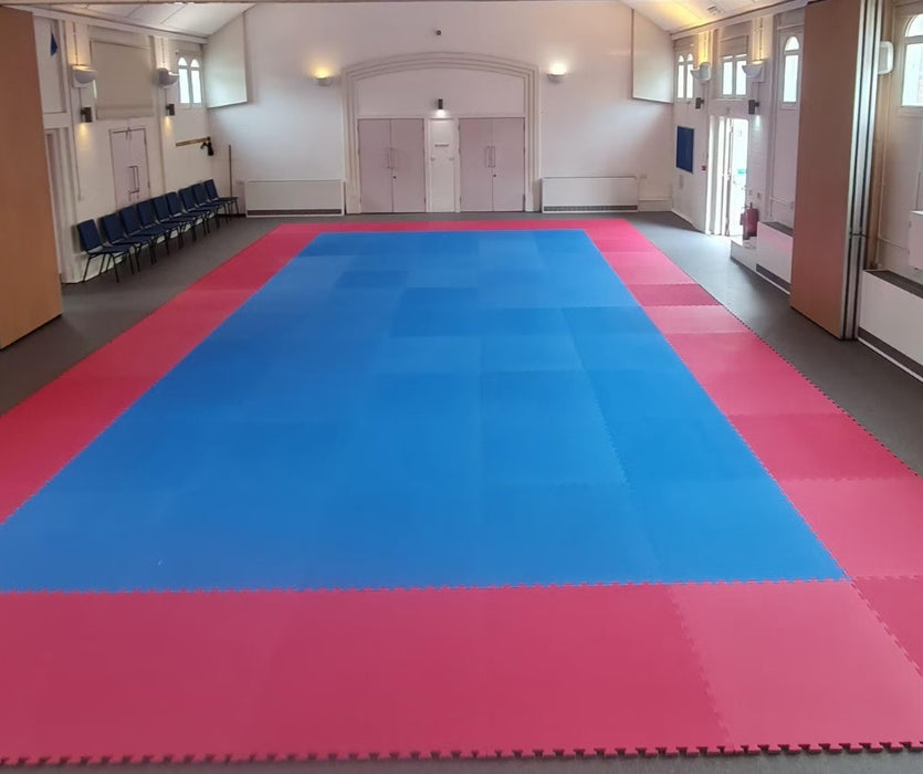 Martial Arts Tatami Jigsaw Foam Mats 20mm 1m x 1m 80kg/cbm Red Blue Karate